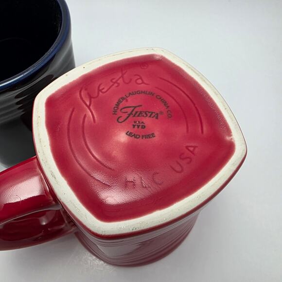 Homer Laughlin Red and Cobalt Blue Fiesta Mugs Set of 4 - Picture 8 of 11